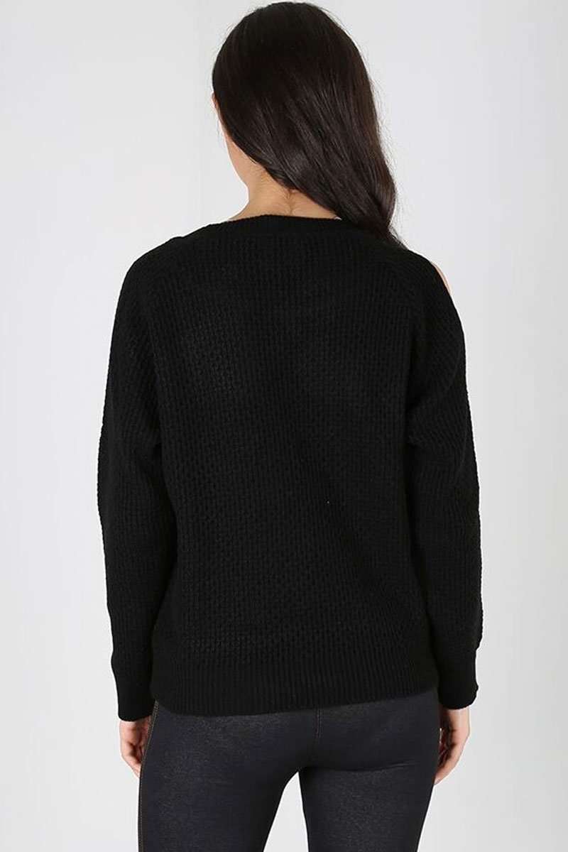 Lorena Cold Shoulder Knitted Jumper - bejealous-com