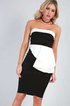 Lorna Cold Shoulder Peplum Frill Bodycon Dress - bejealous-com