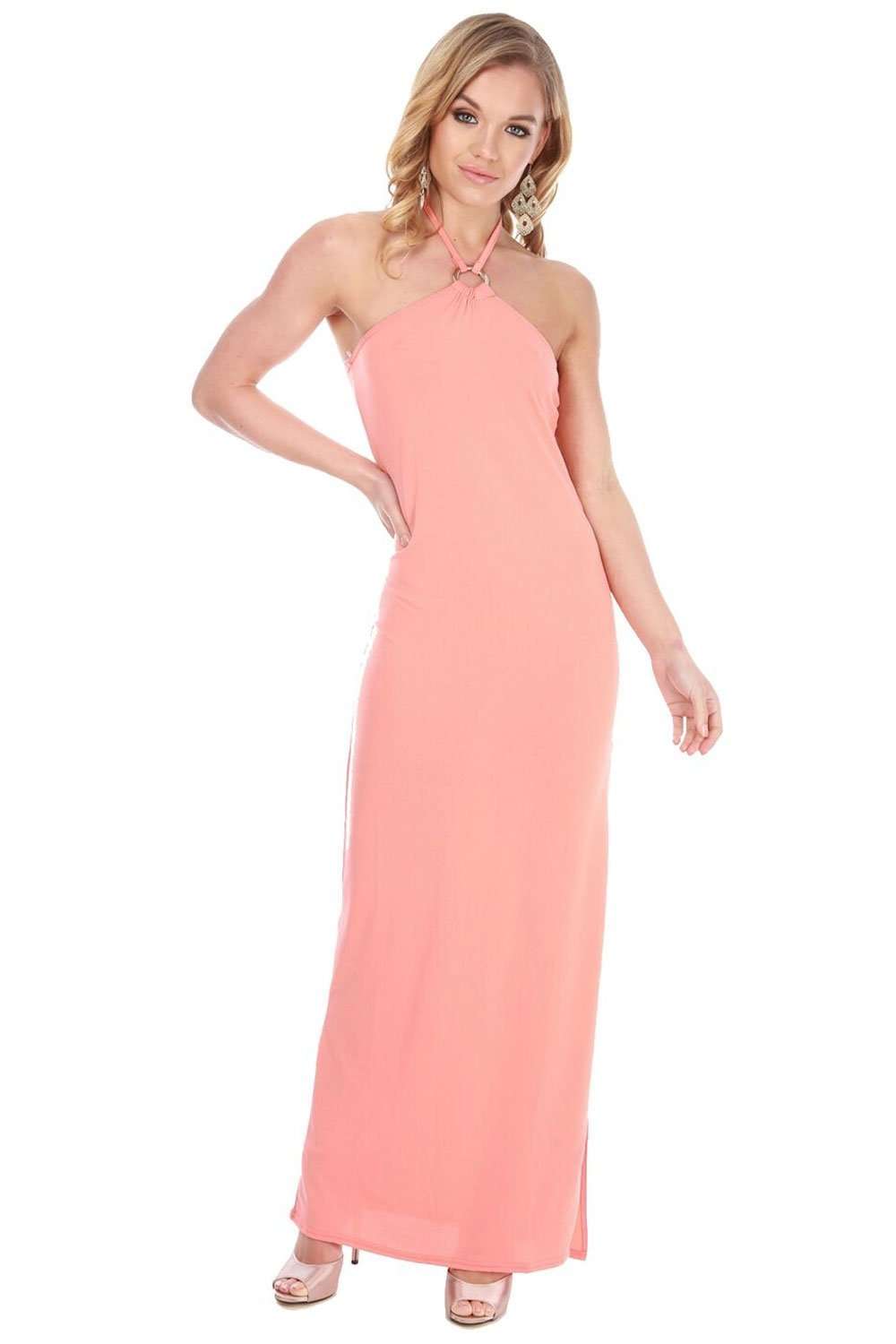 Lorna Halterneck Split Leg Maxi Dress - bejealous-com