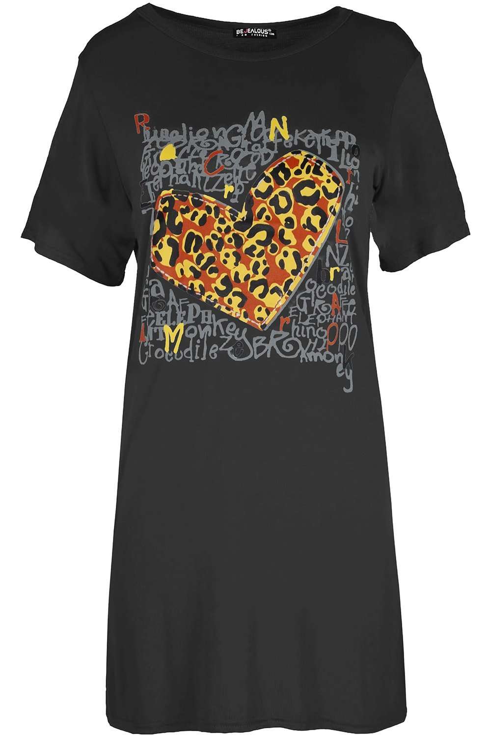 Lorna Leopard Print Graphic Tshirt Dress - bejealous-com