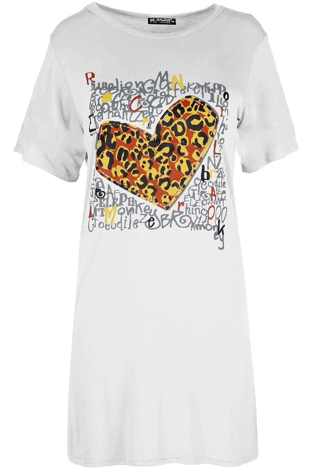 Lorna Leopard Slogan Print Tshirt Dress - bejealous-com