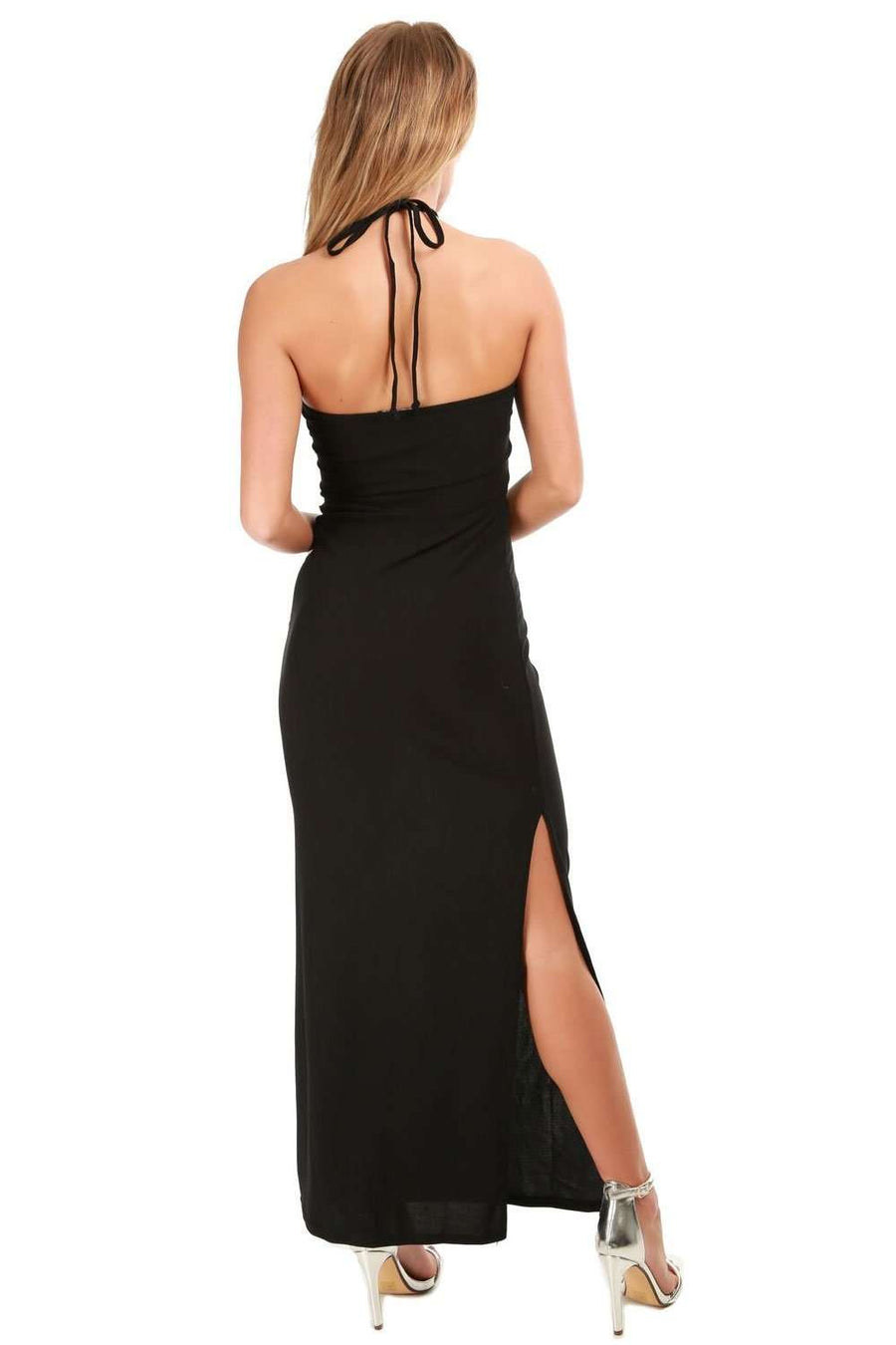 Lorna Side Split Halterneck Maxi Dress - bejealous-com