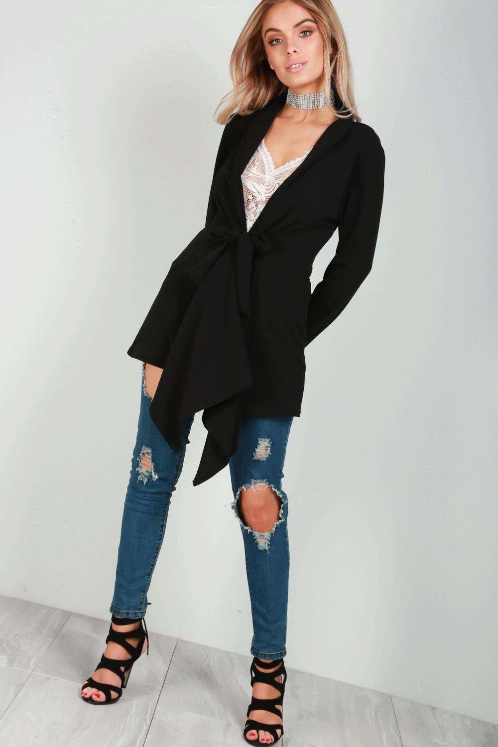 Lottie Waterfall Belted Jacket - bejealous-com