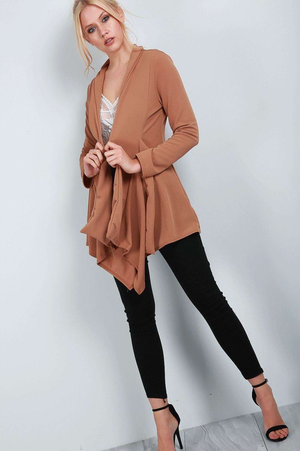 Lottie Waterfall Belted Jacket - bejealous-com