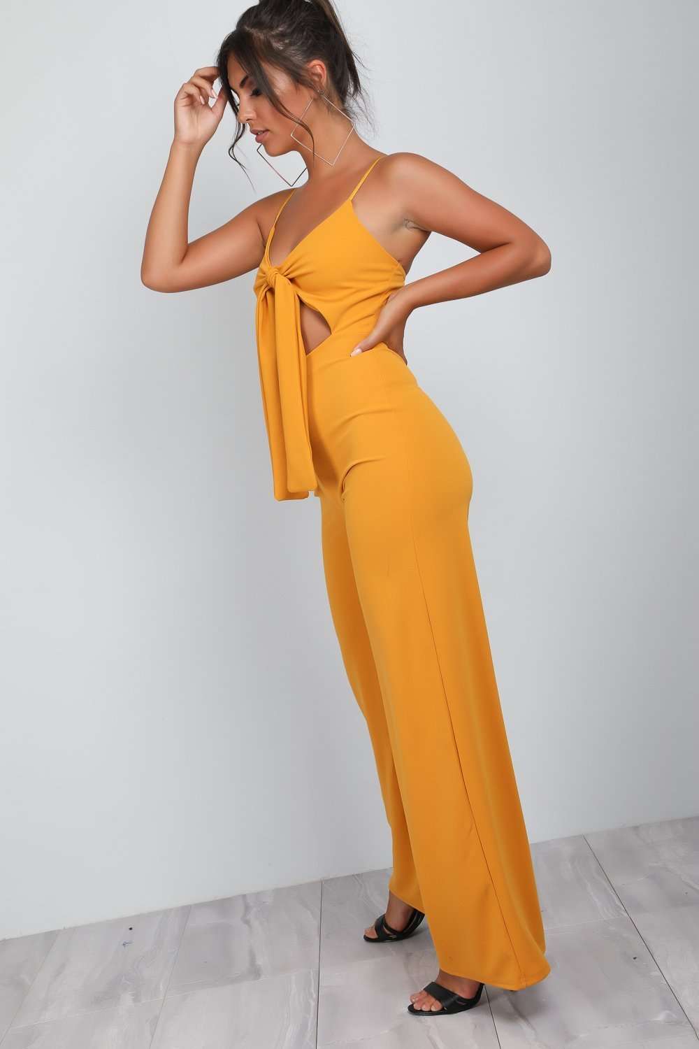 Lou Strappy Tie Front Wide Leg Jumpsuit - bejealous-com
