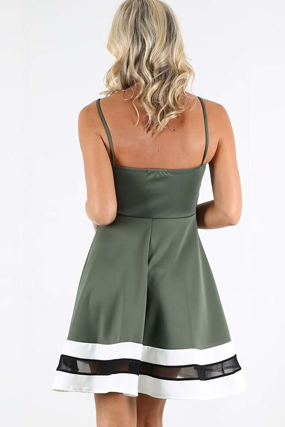 Louisa Monochrome Mesh Insert Mini Skater Dress - bejealous-com