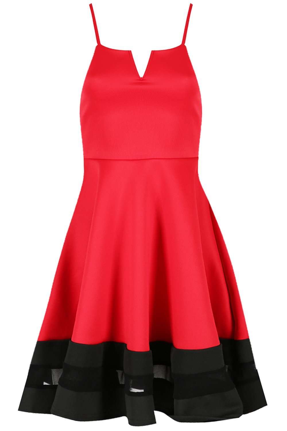 Louisa Monochrome Mesh Insert Mini Skater Dress - bejealous-com