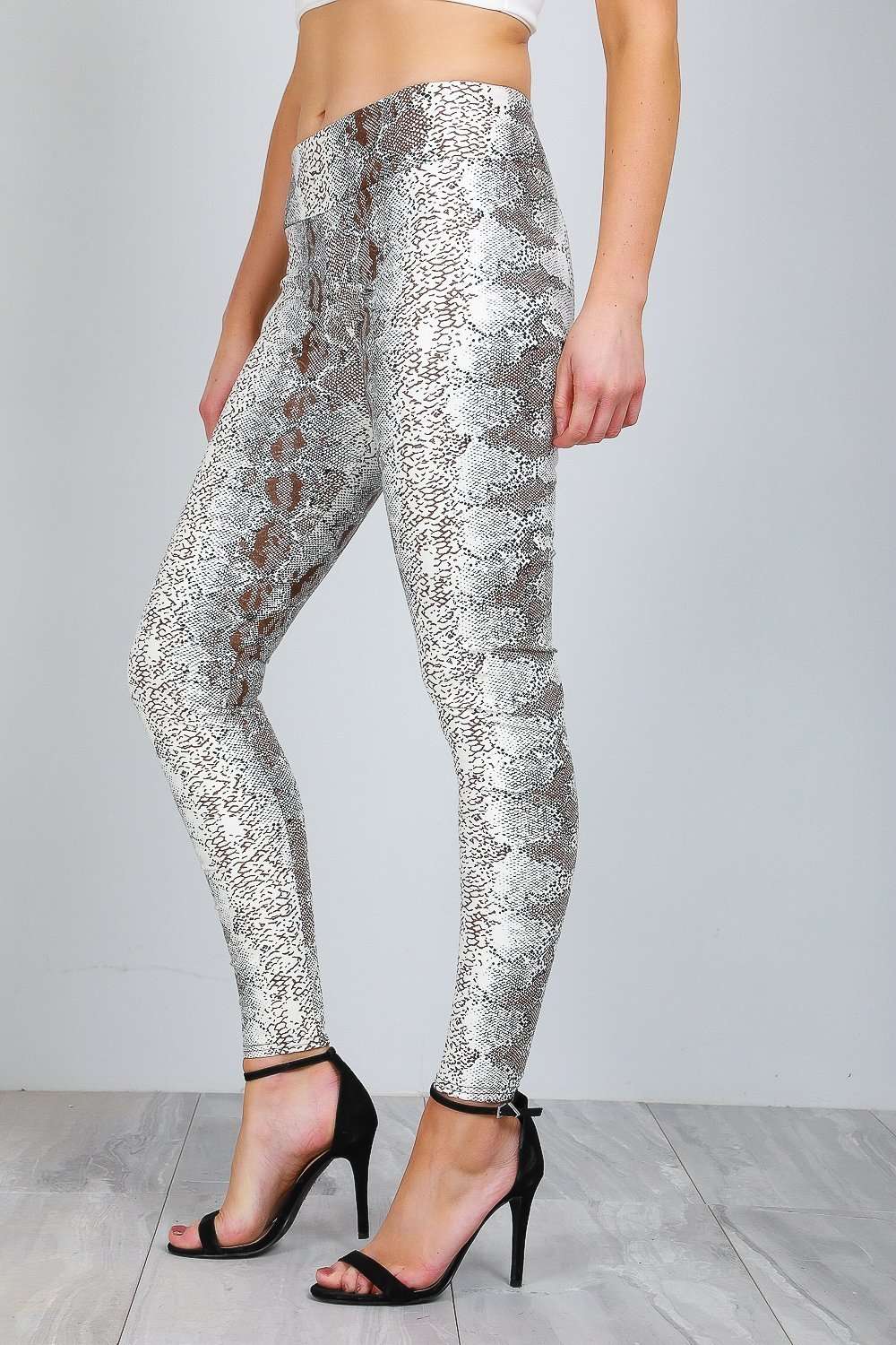 Louise High Waist Snake Print Vinyl Leggings - bejealous-com