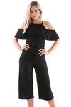 Lucie Frilly Cold Shoulder Culotte Jumpsuit - bejealous-com