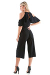 Lucie Frilly Cold Shoulder Culotte Jumpsuit - bejealous-com