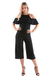 Lucie Frilly Cold Shoulder Culotte Jumpsuit - bejealous-com
