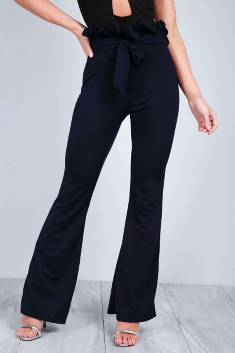 Lucy High Waist Burgundy Paper Bag Trousers - bejealous-com