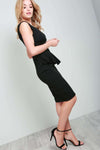 Lucy Sleeveless Peplum Frill Black Midi Dress - bejealous-com