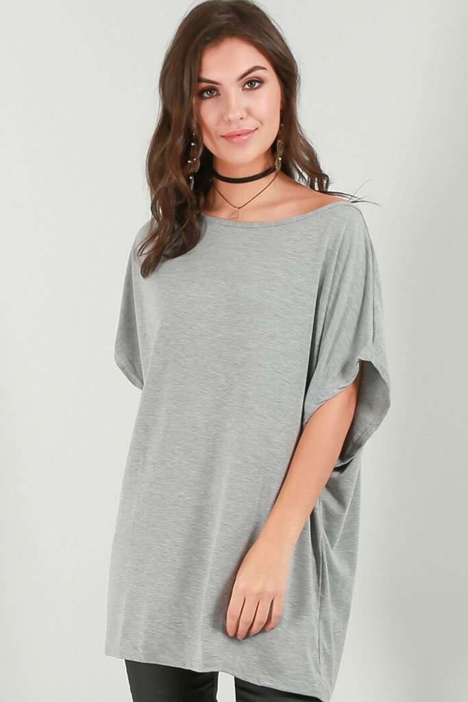 Lula Basic Oversized Bardot Jersey Tshirt - bejealous-com