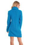 Roll Neck Blue Knitted Jumper Dress - bejealous-com