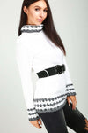 Luna High Neck Knitted Jumper With Belt - bejealous-com