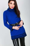 Luna High Neck Knitted Jumper With Belt - bejealous-com