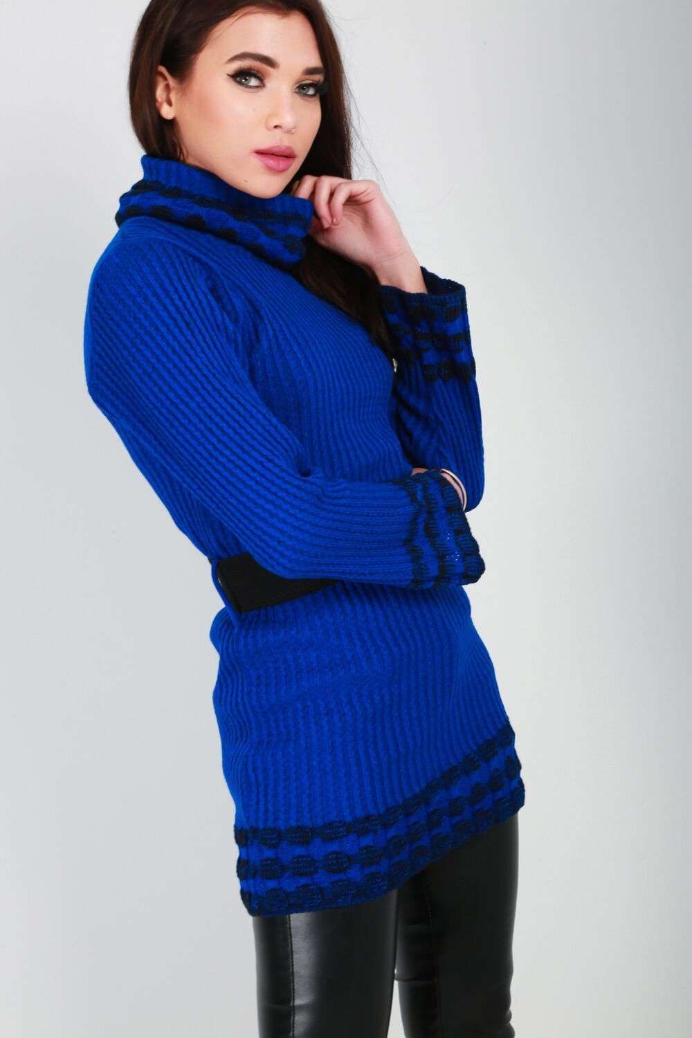 Luna Roll Neck Knitted Jumper With Belt - bejealous-com