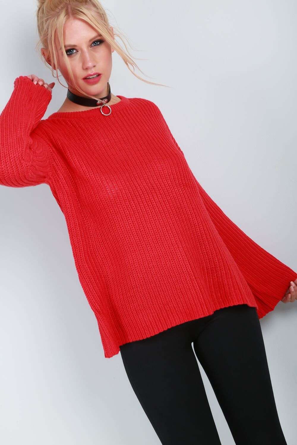 Lyla Chunky Knit Wide Sleeve Jumper - bejealous-com