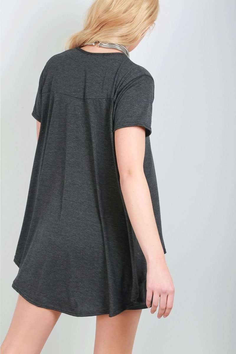 Dipped Hem Loose Fit  Green Jersey Tshirt - bejealous-com