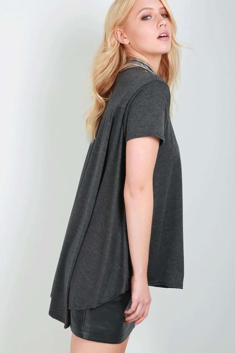 Dipped Hem Loose Fit  Green Jersey Tshirt - bejealous-com