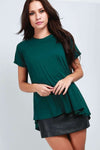 Dipped Hem Loose Fit  Green Jersey Tshirt - bejealous-com