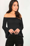 Lyla Off Shoulder Bell Sleeve Basic Top - bejealous-com