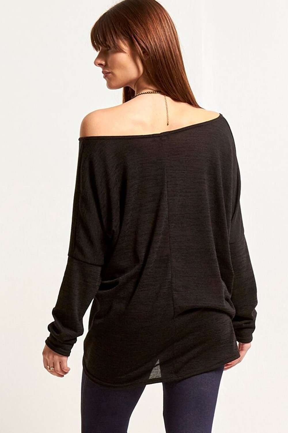 Mae Off Shoulder Fine Knit Dipped Hem Top - bejealous-com