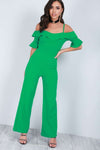 Maisie Cold Shoulder Frill Sleeve Jumpsuit - bejealous-com