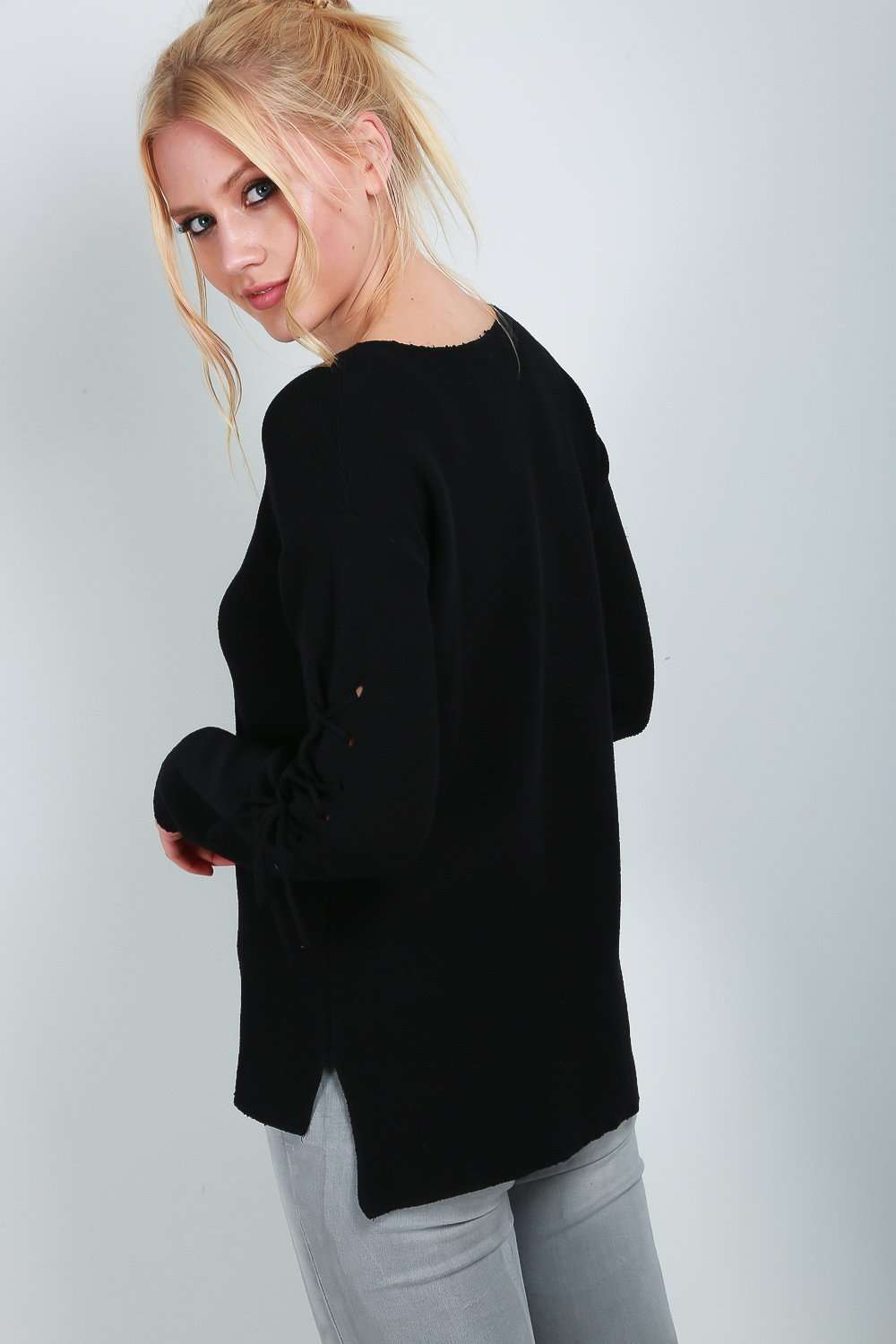 Maisie Lace Up Knitted Jumper - bejealous-com