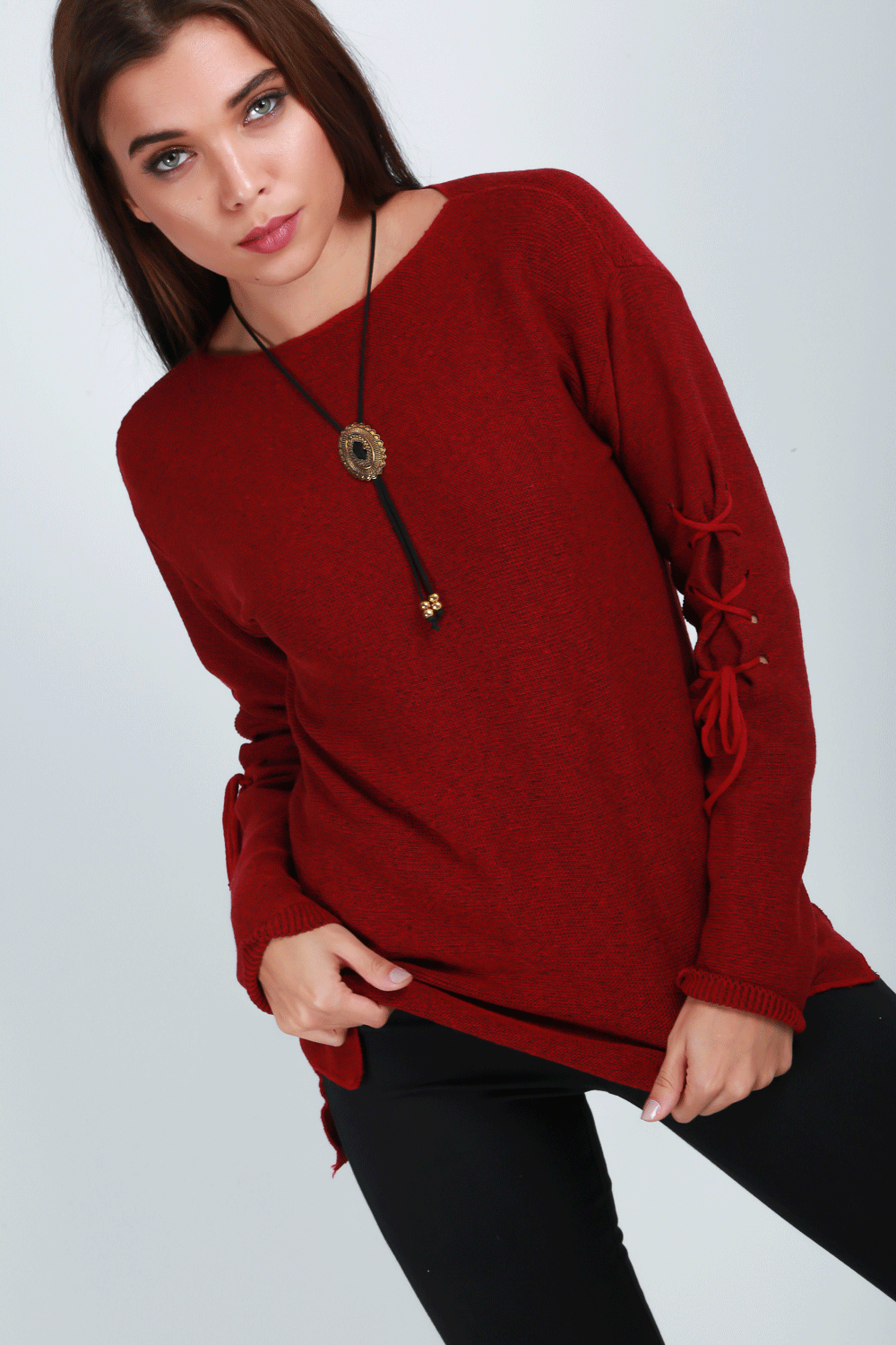 Maisie Lace Up Knitted Jumper - bejealous-com