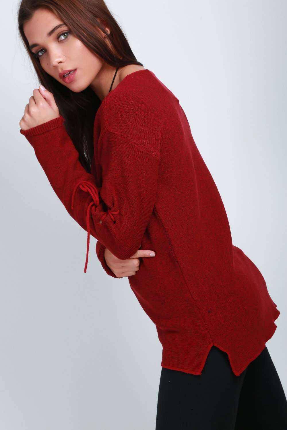 Maisie Lace Up Knitted Jumper - bejealous-com