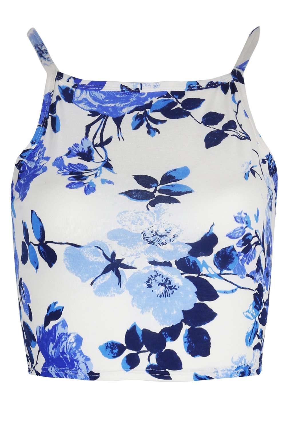 Maizie Strappy Cami Floral Print Crop Top - bejealous-com