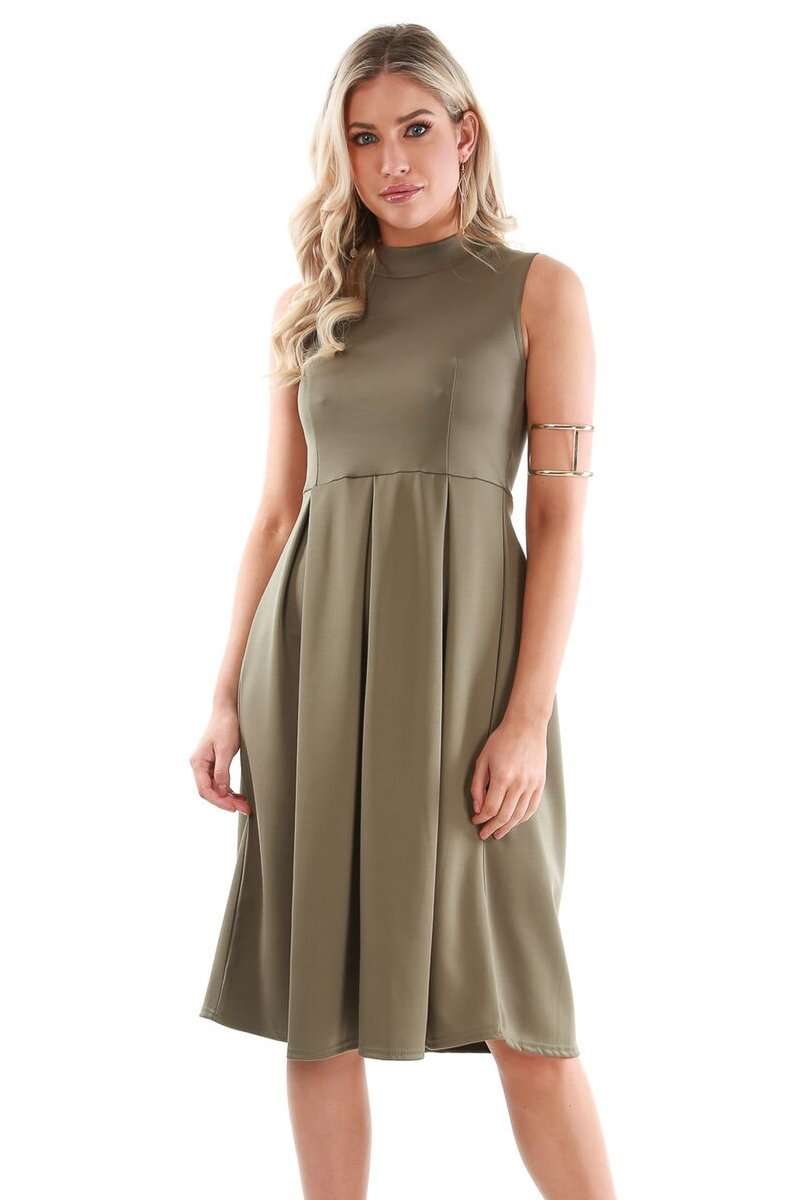 Malia Sleeveless Flared Midi Skater Dress - bejealous-com
