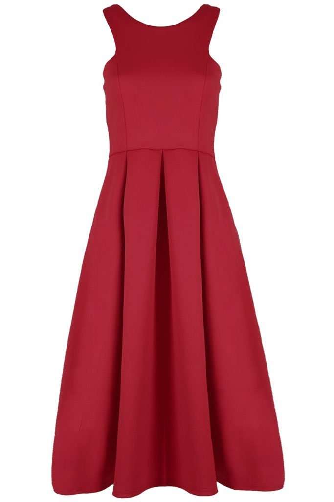 Malia Sleeveless Flared Midi Skater Dress - bejealous-com