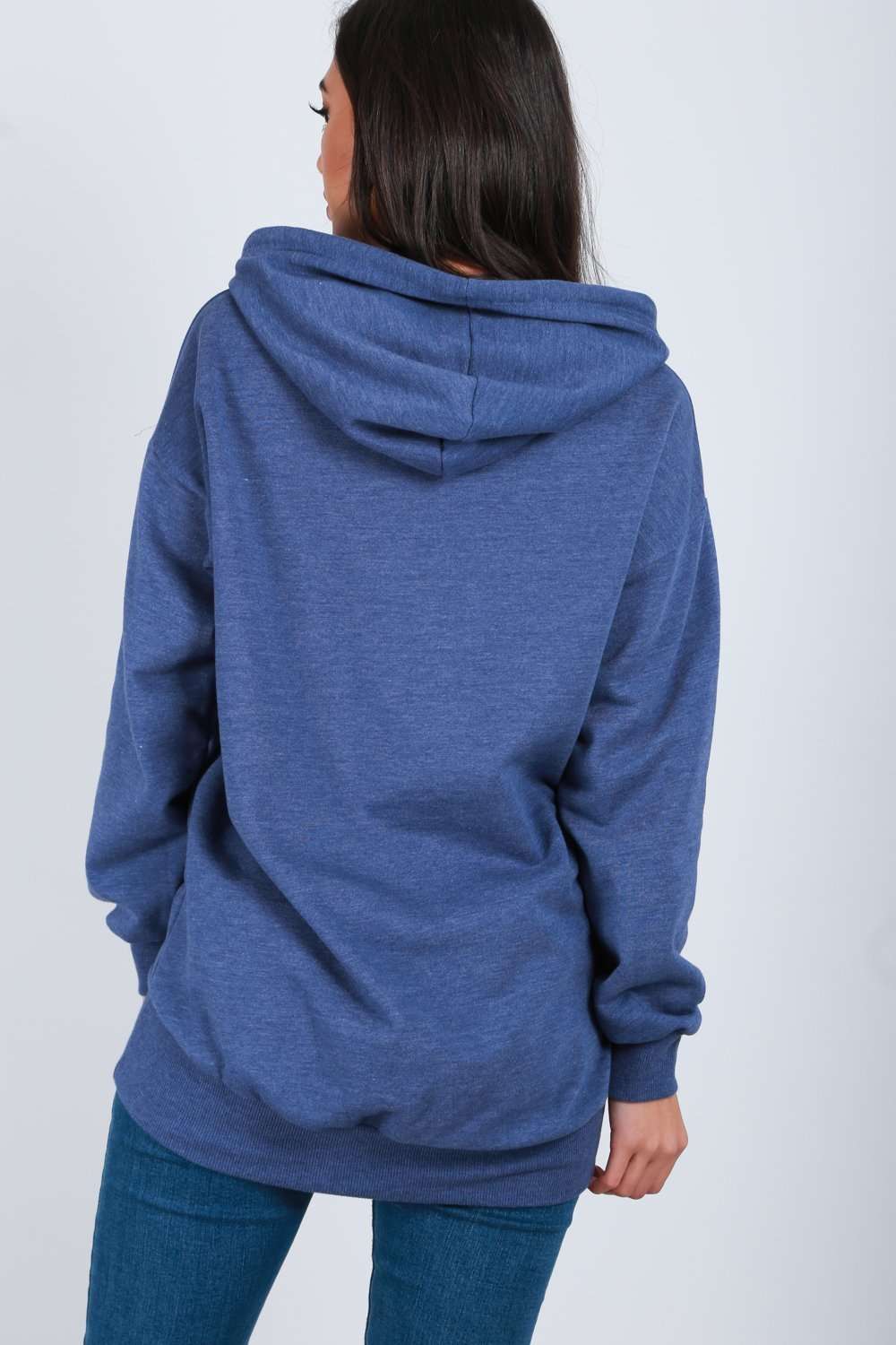 Mallia Slogan Print Satin Drawstring Hoodie - bejealous-com