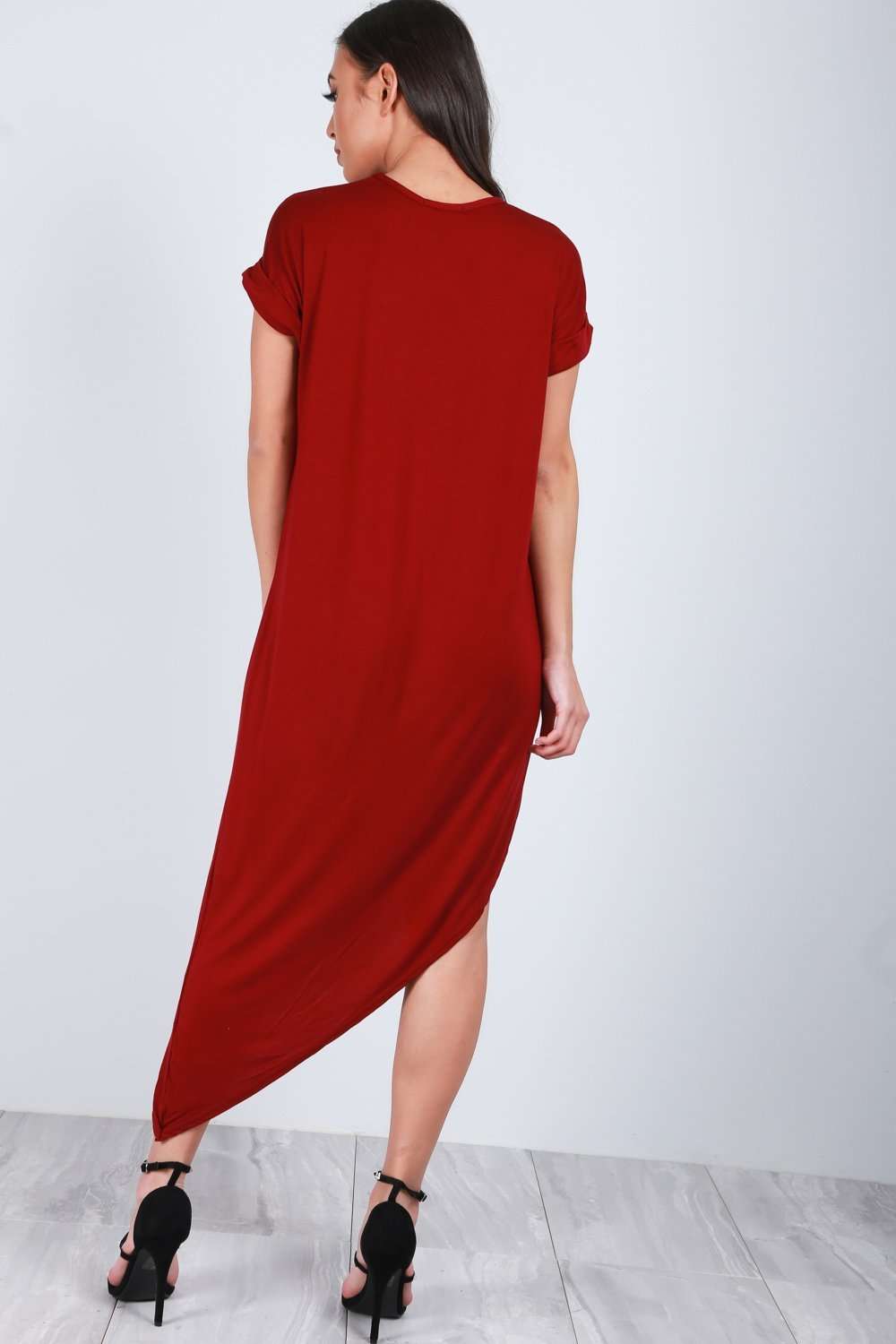 Maria Asymmetric Hem Jersey TShirt Dress - bejealous-com