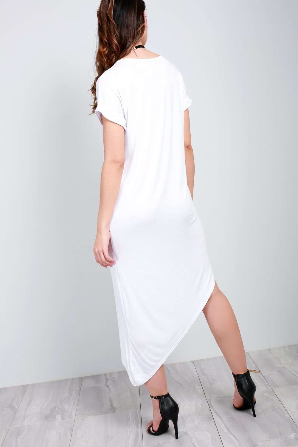 Maria Asymmetric Hem Jersey TShirt Dress - bejealous-com