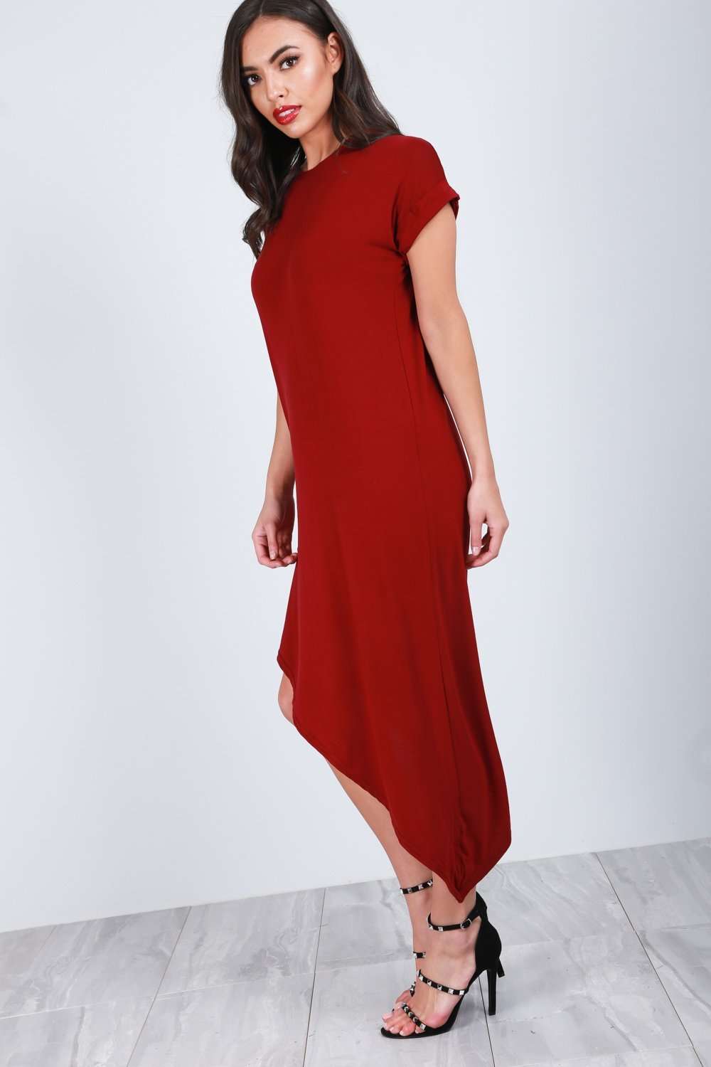 Maria Asymmetric Hem Jersey TShirt Dress - bejealous-com