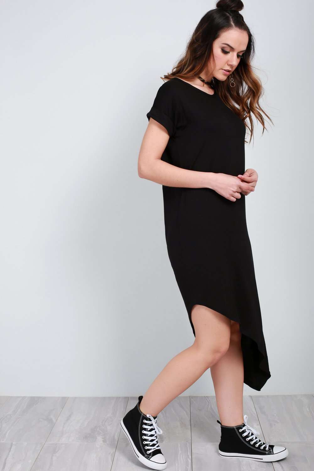 Maria Asymmetric Hem Jersey TShirt Dress - bejealous-com