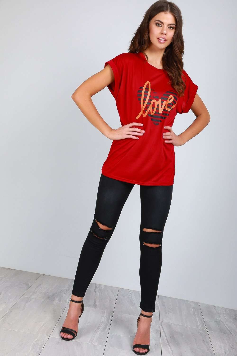 Maria Heart Slogan Print Baggy Tshirt - bejealous-com