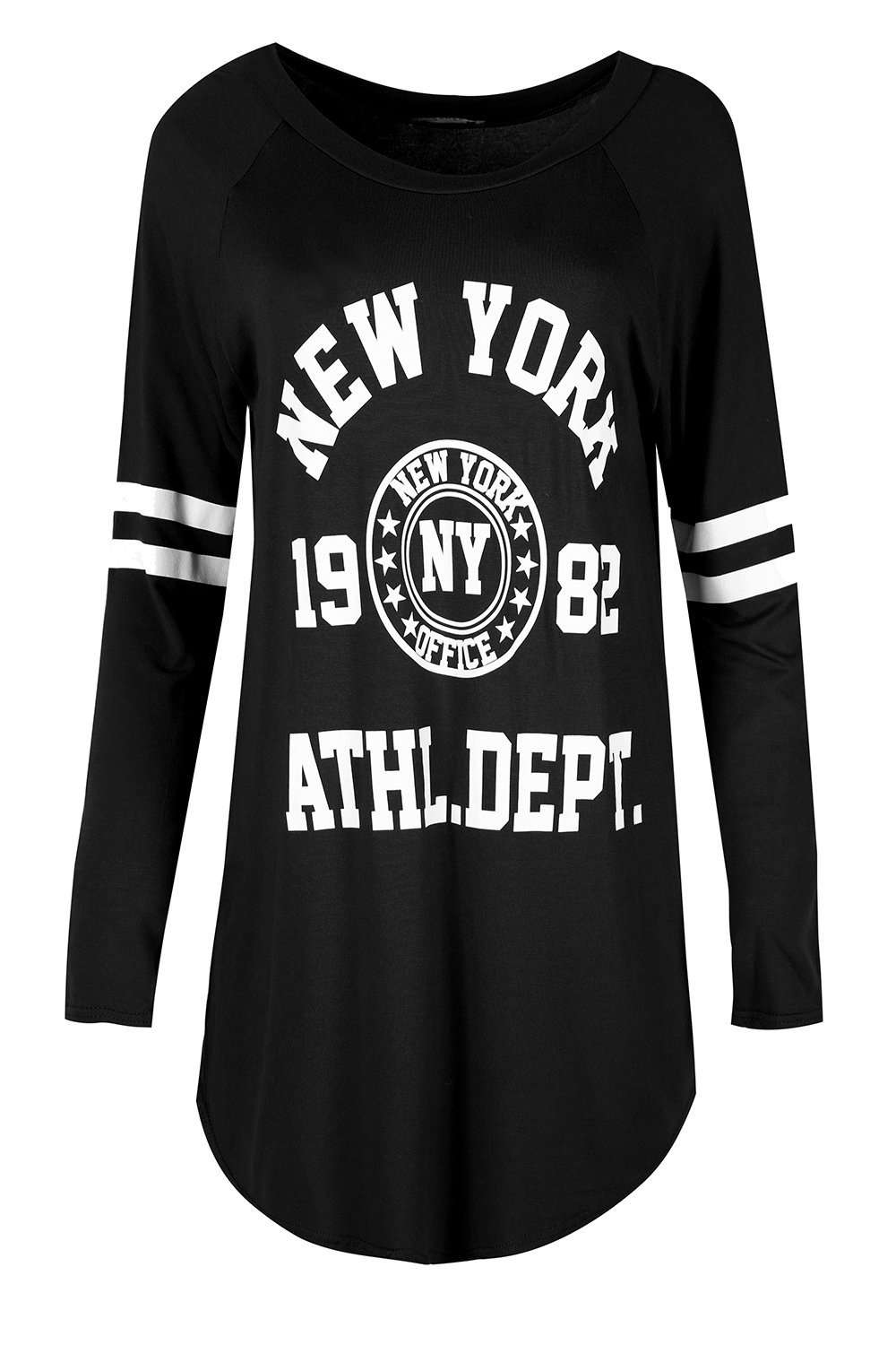 Maria Long Sleeve New York Slogan Tshirt Dress - bejealous-com