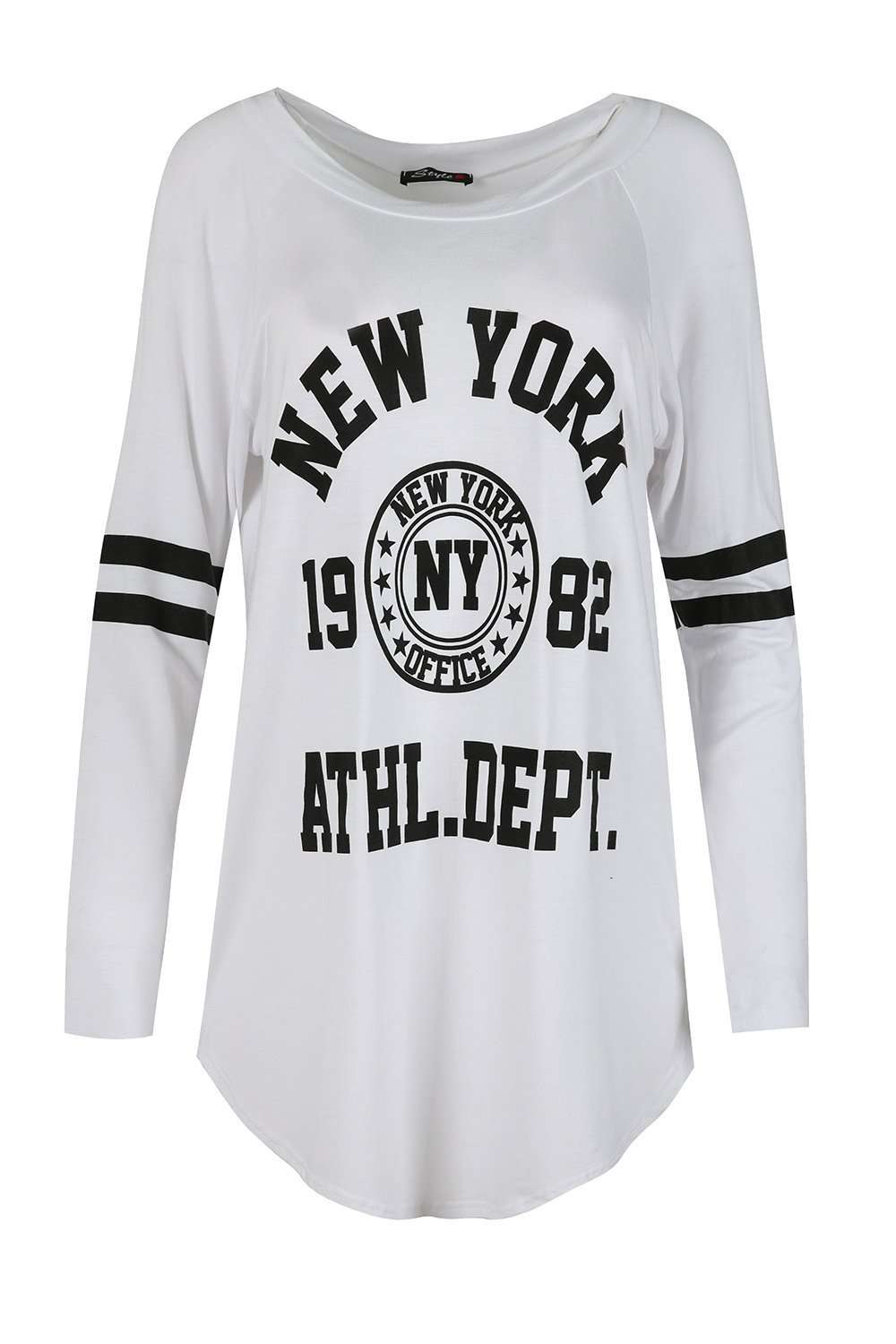 Maria Long Sleeve New York Slogan Tshirt Dress - bejealous-com