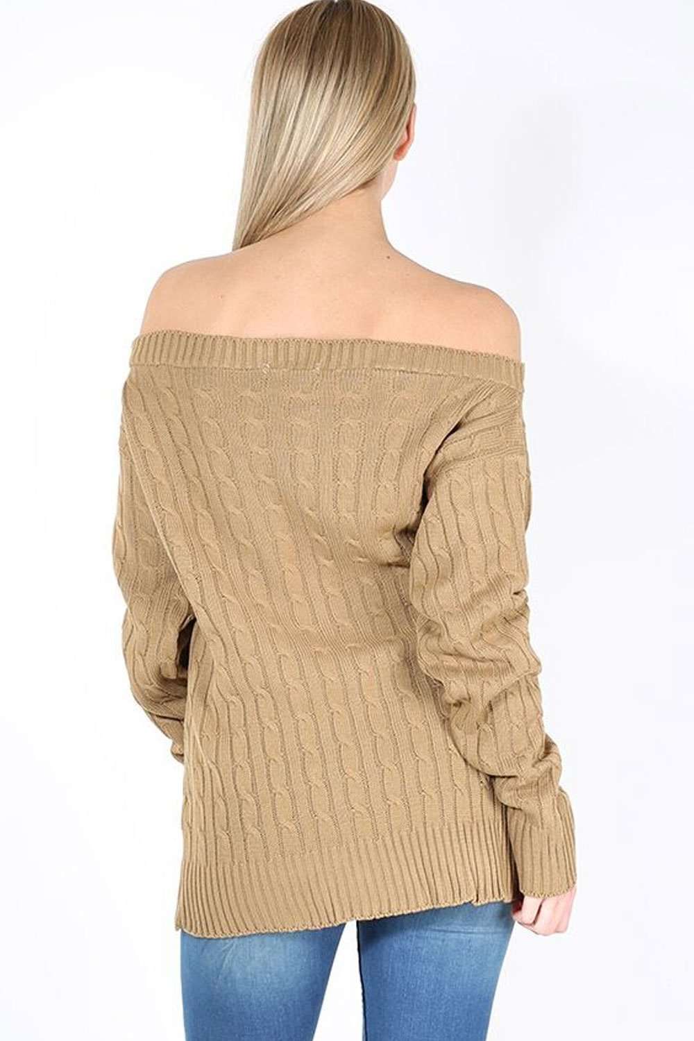 Mariya Off Shoulder Cable Knitted Jumper - bejealous-com