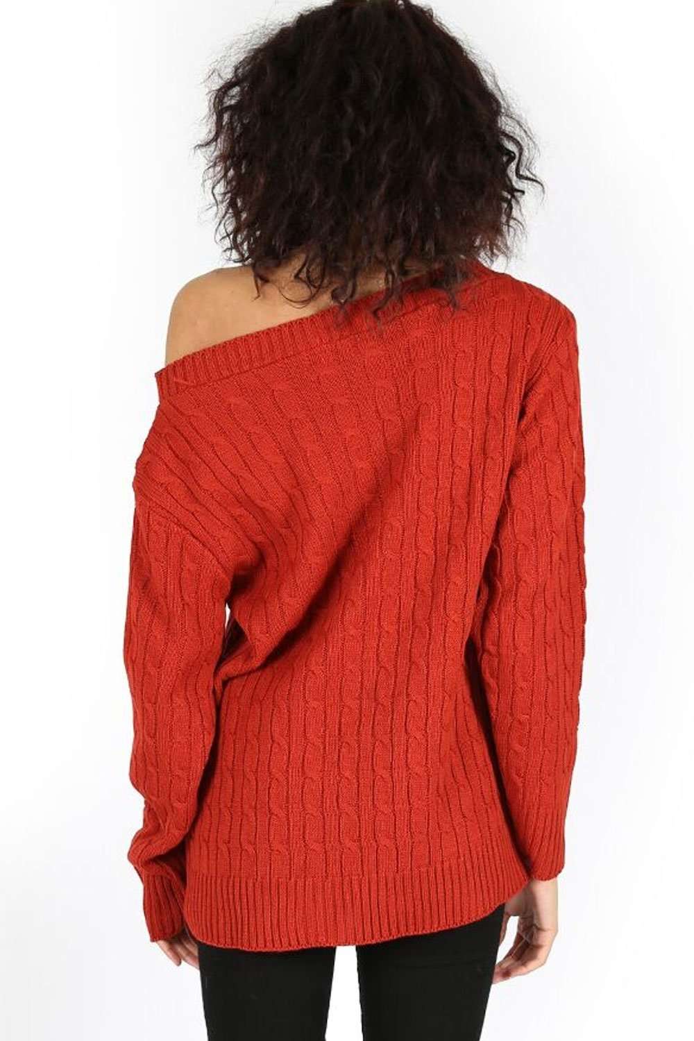 Mariya Off Shoulder Cable Knitted Jumper - bejealous-com