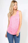 Marl Pink Curved Hem Baggy Vest Top - bejealous-com
