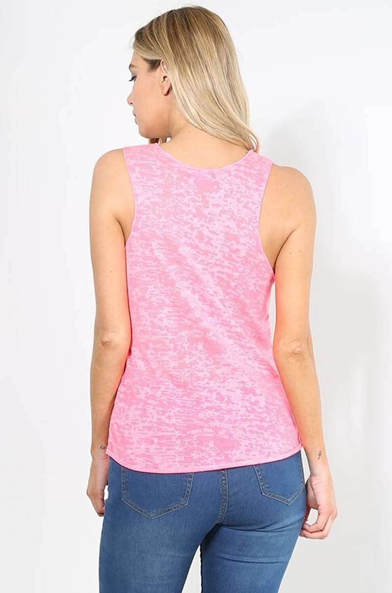 Marl Pink Curved Hem Baggy Vest Top - bejealous-com