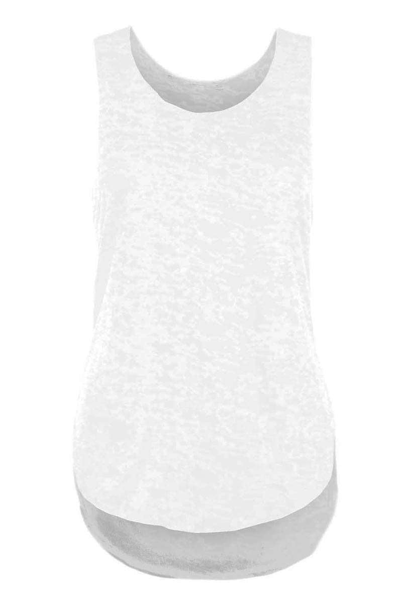 Marl Pink Curved Hem Baggy Vest Top - bejealous-com