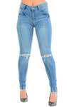 Marliah Ripped Knee Denim Skinny Jeans - bejealous-com