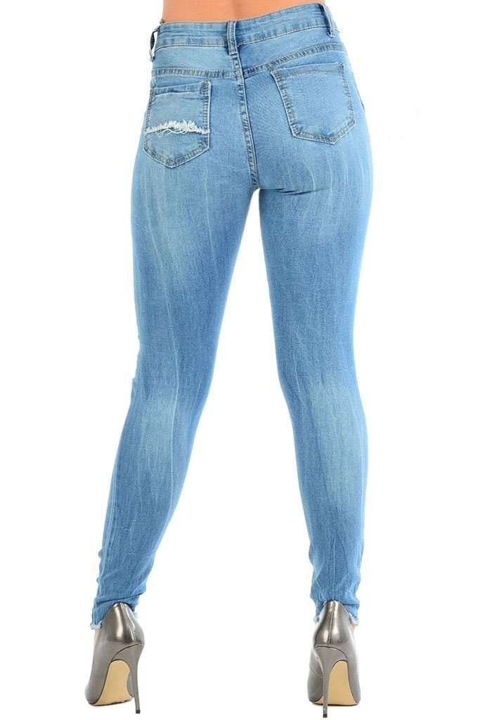 Marliah Ripped Knee Denim Skinny Jeans - bejealous-com
